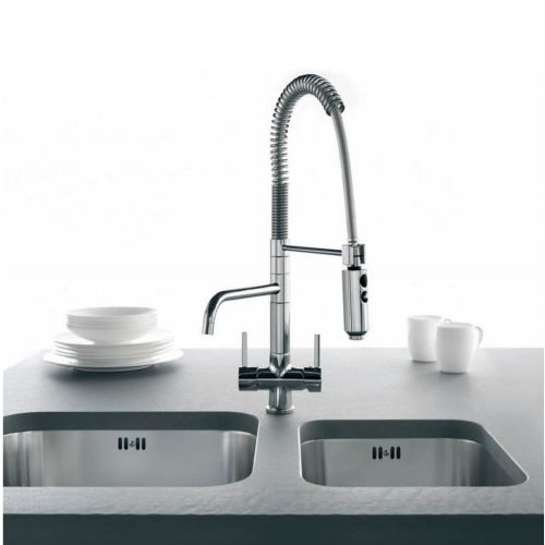 Osmio Azzurra 3-Way Tri-Flow Kitchen Tap with Pull-Out Spray Hose – Chrome Finish