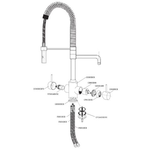 Osmio Azzurra 3-Way Tri-Flow Kitchen Tap with Pull-Out Spray Hose – Chrome Finish
