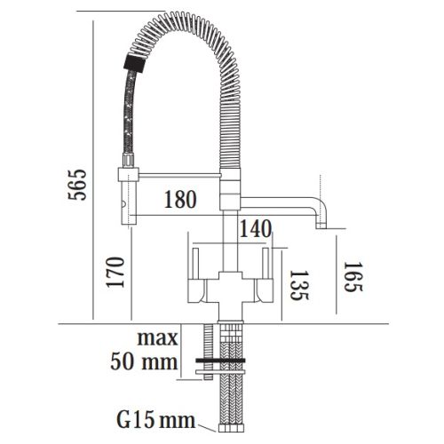 Osmio Azzurra 3-Way Tri-Flow Kitchen Tap with Pull-Out Spray Hose – Chrome Finish