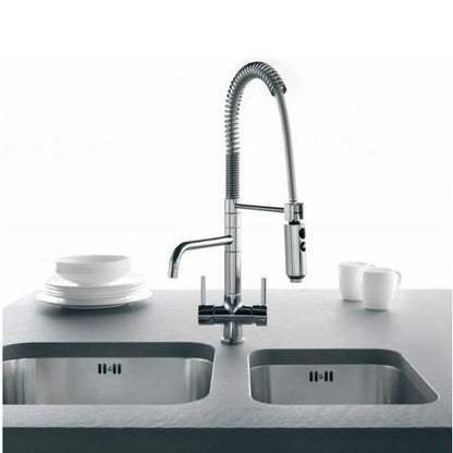 Osmio Azzurra 3-Way Tri-Flow Kitchen Tap with Pull-Out Spray Hose – Chrome Finish