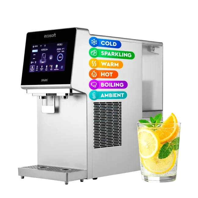 Ecosoft Spark Countertop Reverse Osmosis Dispenser with Sparkling, Hot and Cold Water