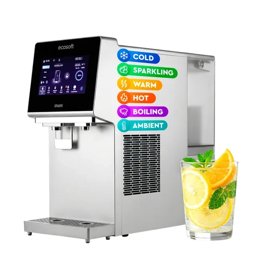 Ecosoft Spark Countertop Reverse Osmosis Dispenser with Sparkling, Hot and Cold Water