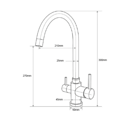 Osmio Bella Basic Chrome 3-Way (Tri-flow) Kitchen Tap