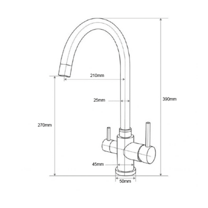 Osmio Bella 304 Stainless Steel 3-Way (Tri-flow) Kitchen Tap